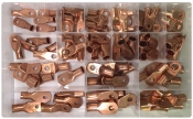 90 Piece Large Gauge Copper Lug Battery Terminal End Assortment Kit - 1 to 4/0 AWG - 18 Sizes