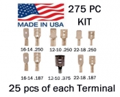 Non-Insulated Quick Disconnect Terminal Assortment Kit - 275 Pieces