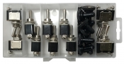 22 Piece Heavy Duty Metal Toggle Switch & Waterproof Cover Assortment Kit - 25 Amps @ 12 Volt