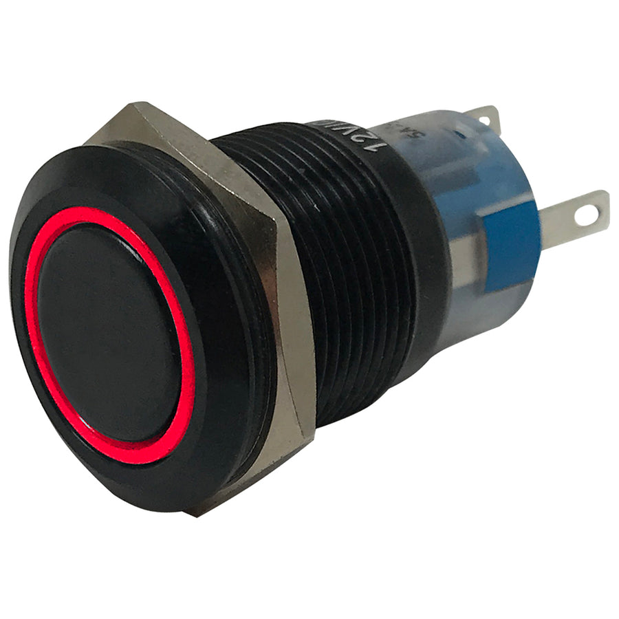Round LED Black Metal Latching Switch