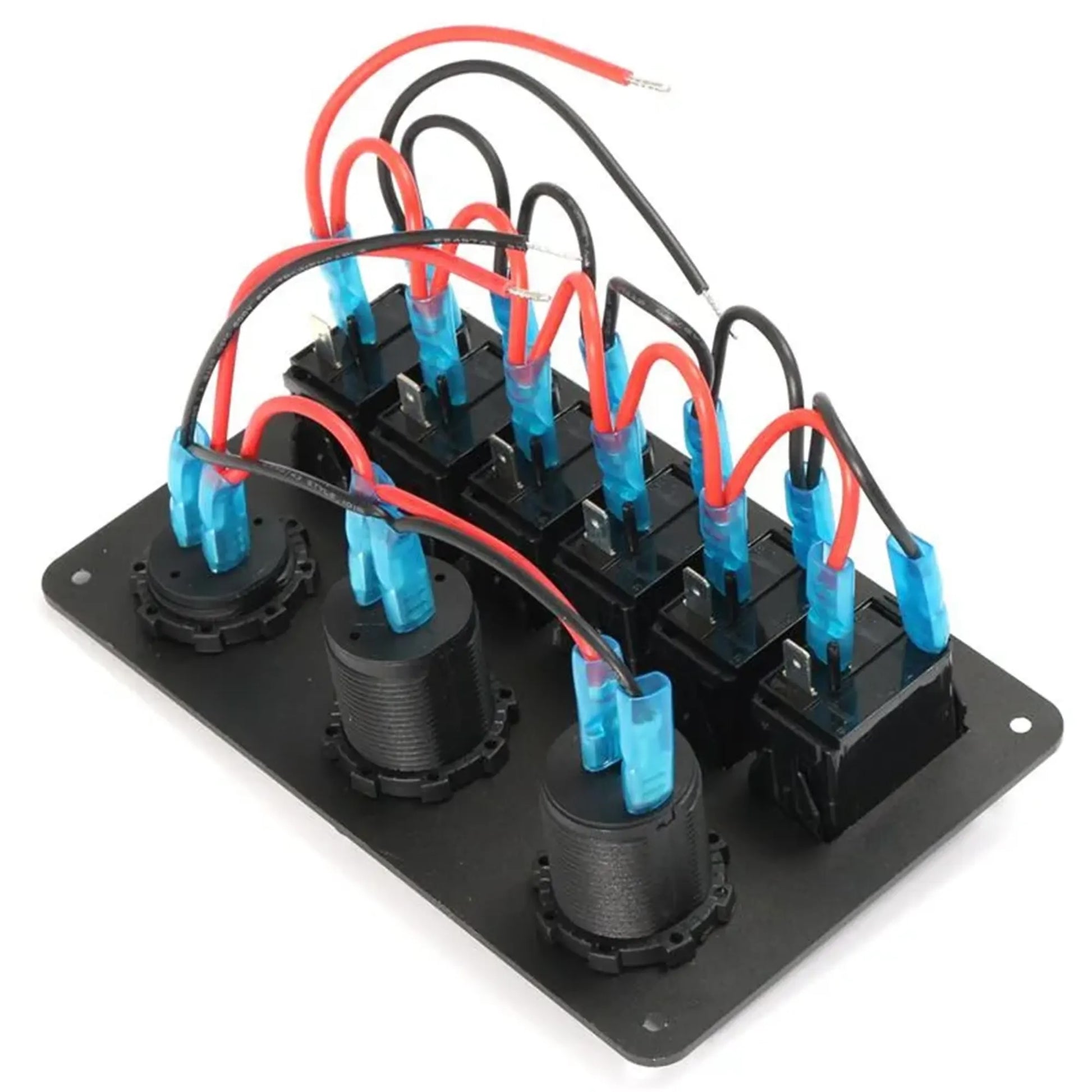 Control Panel 6 Rocker Switch - USB Lighter & Voltage Gauge