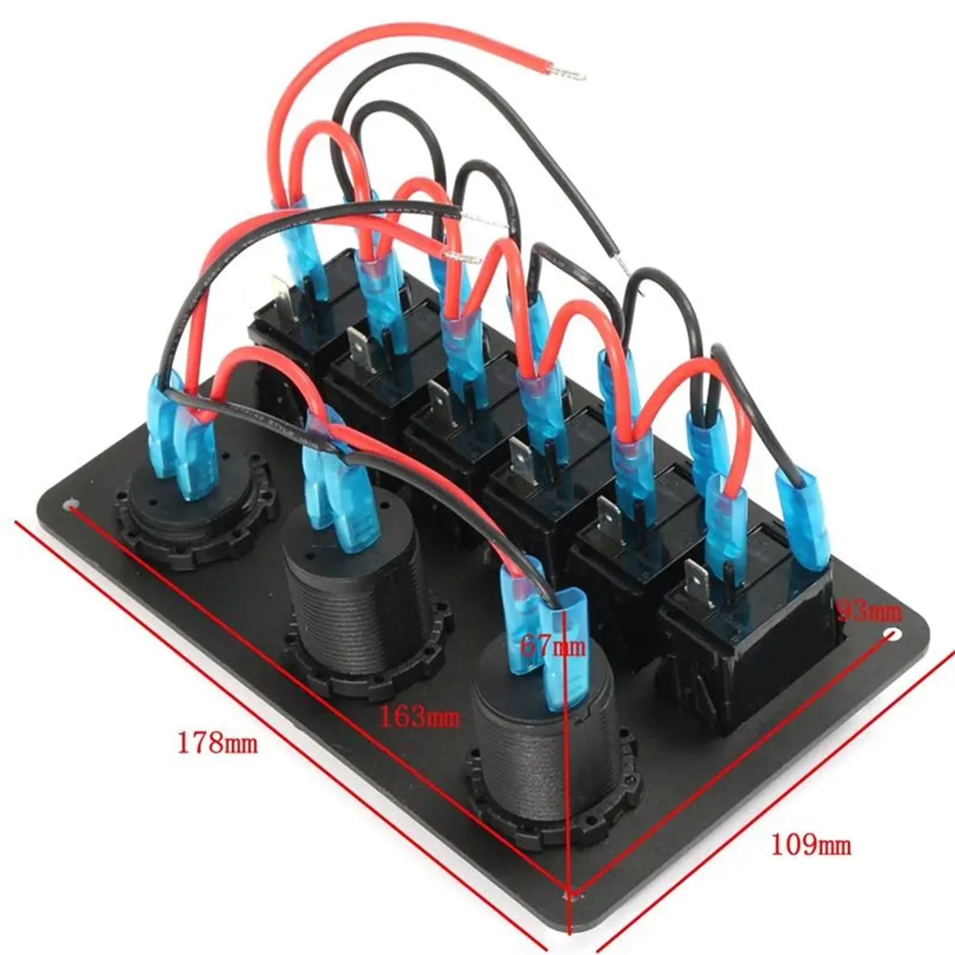 Control Panel 6 Rocker Switch - USB Lighter & Voltage Gauge