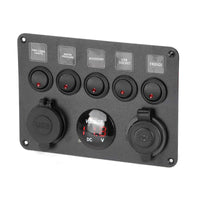 Control Panel 5 Switches Rocker Switch Panel - USB Lighter Volt