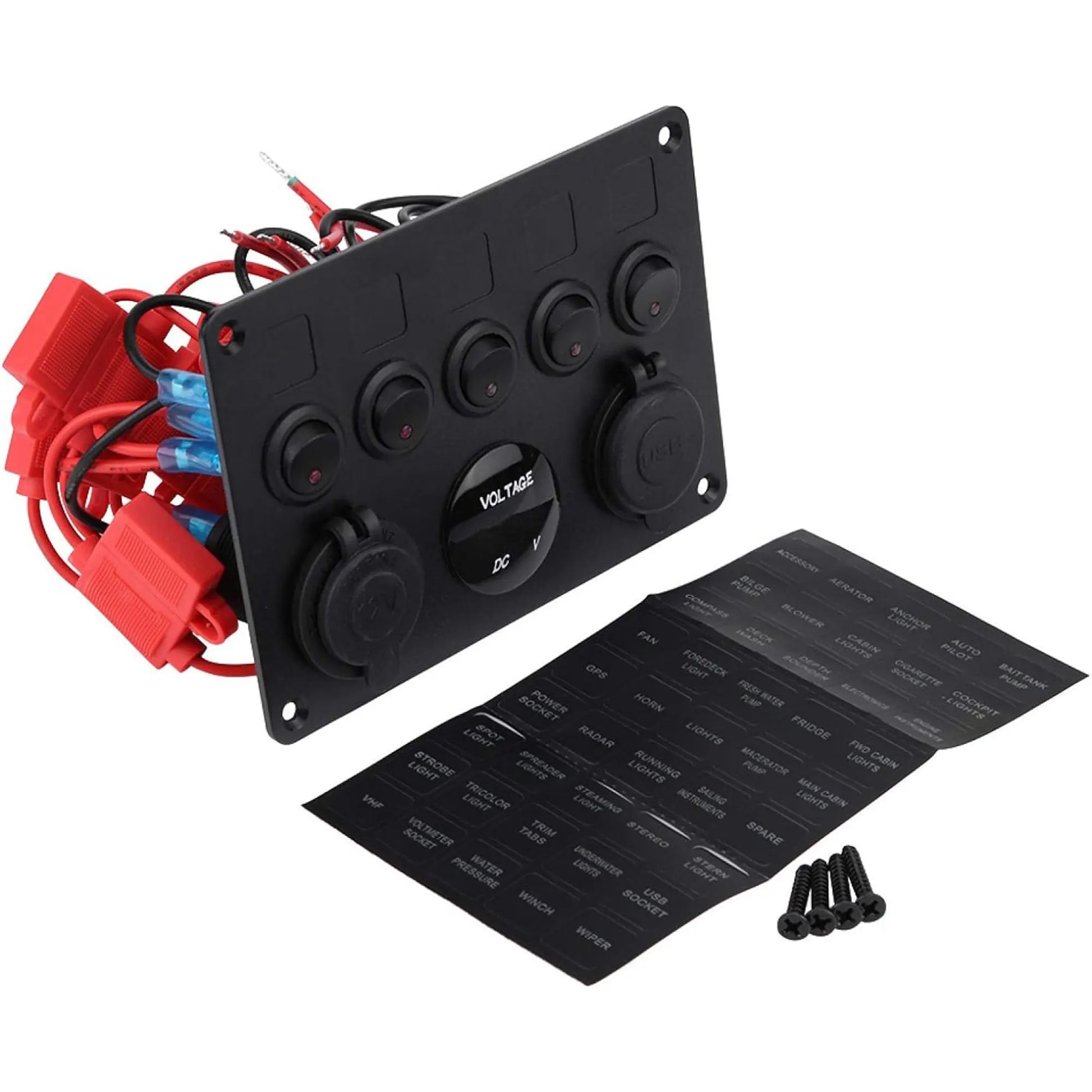 Control Panel 5 Switches Rocker Switch Panel - USB Lighter Volt