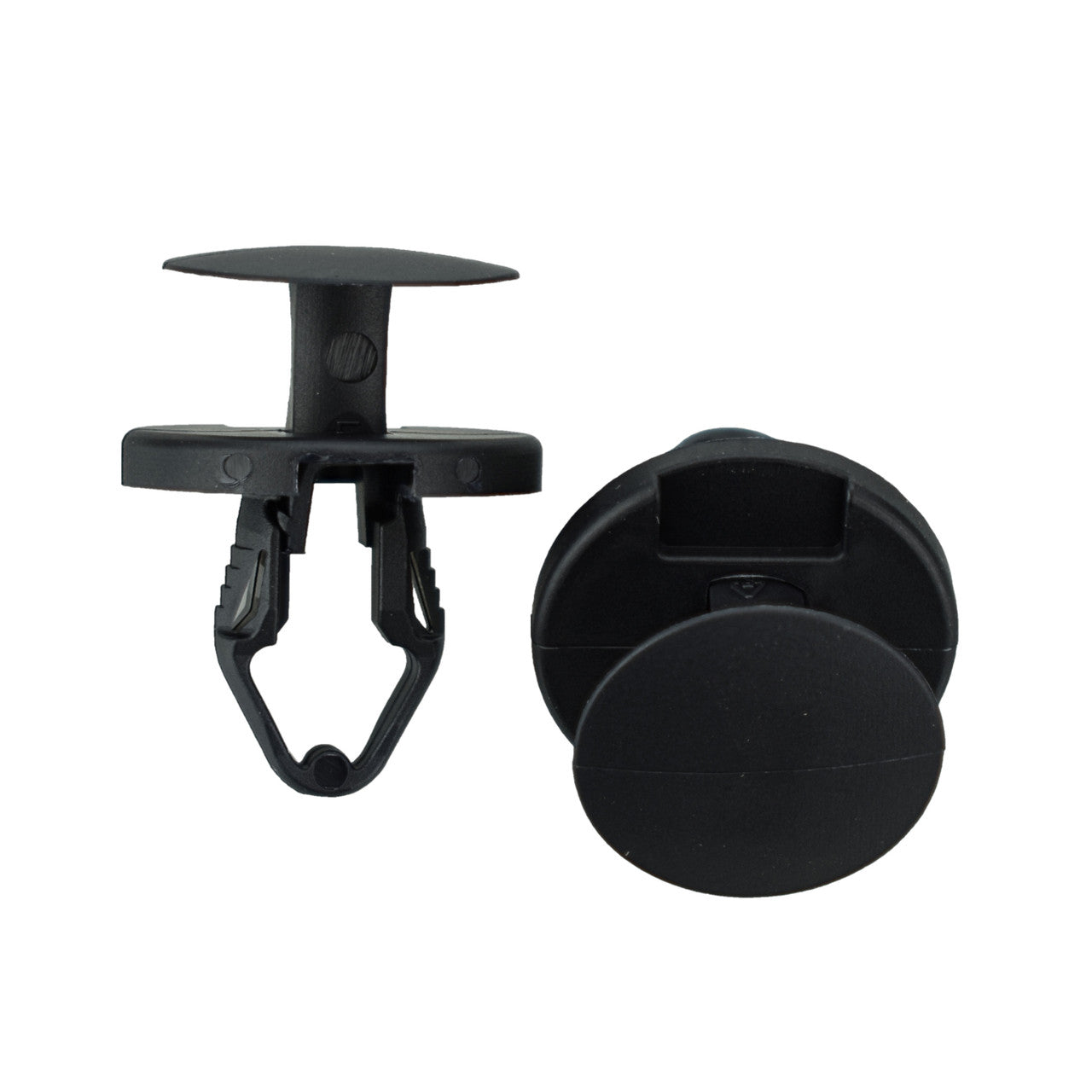 Black Nylon Ergo Tufloks Push Retainer Clips - 21/64" Hole - 14 MM Stem - 50 Pack