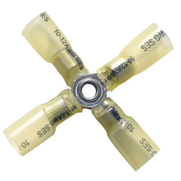 Heat Shrink & Crimp Yellow 4-Way Wire Terminal Connector 12-10 Gauge - 500 Pack