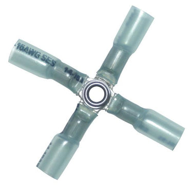 Heat Shrink & Crimp Blue 4-Way Wire Terminal Connector 16-14 Gauge - 500 Pack