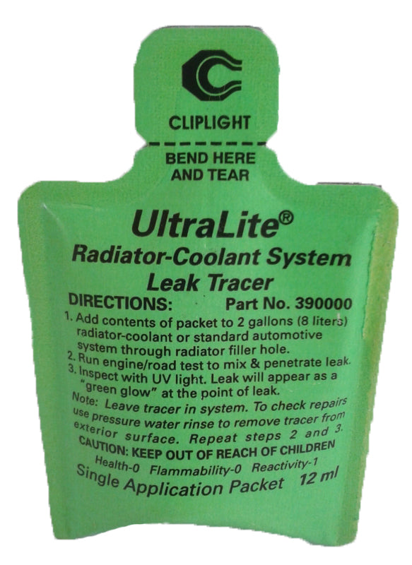 Cliplight UltraLite Radiator-Coolant System Leak Tracer, 12 ml (pillow pack), each