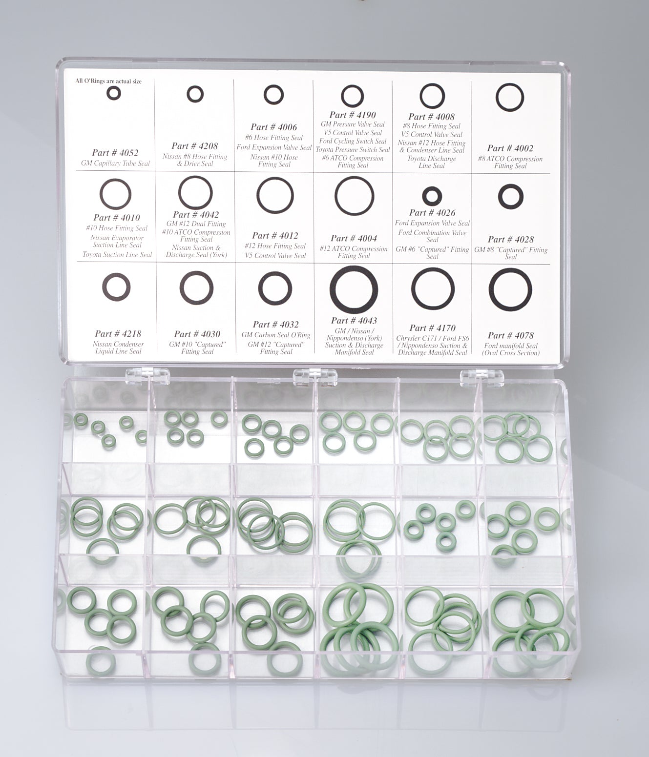 180 Piece O'Ring Assortment Kit for R12 & R134a A/C Systems - 18 Sizes