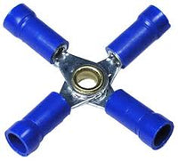 Vinyl Insulated Blue 4-Way Wire Terminal Connector 16-14 Gauge - 10 Pack