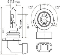 9012LL (HIR2) Long Life Halogen Bulb - 12V - 55W PX22d