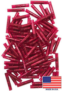22-18 AWG Nylon Insulated Red Butt Connector - 100 to 1000 Pack - Made in USA