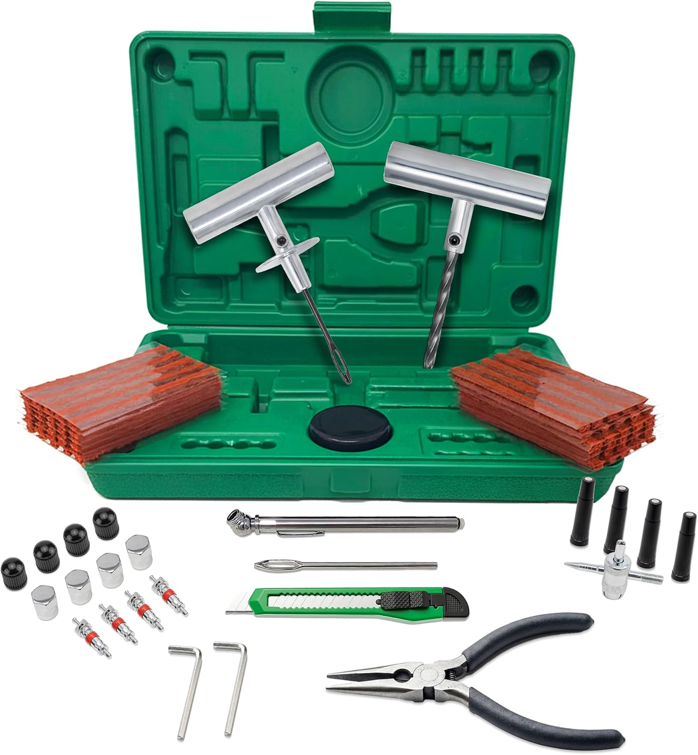 Sherco-Auto Universal Heavy Duty Flat Tire Repair Tool Kit – All in One Puncture Repair Kit – Tire Plug Kit 86 Pcs