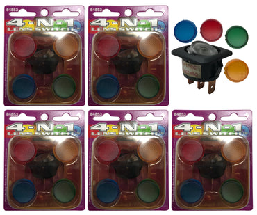 (5) Illuminating Rocker Switch 4-IN-1 Lens Kit 12V 20A - Red Yellow Blue Green