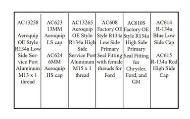 16 Piece A/C Service High & Low Side R-134a Port Adapter & Cap
