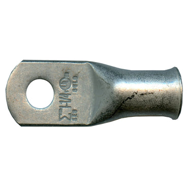 Standard Tinned Copper Lug 1 AWG 1/4" Ring Size - 10 Pack