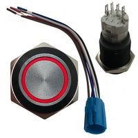 Red LED Black Metal Latching Push Button Switch On Off 12V - 16mm Mounting