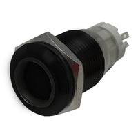 White LED Black Metal Latching Push Button Switch On Off 12V - 16mm Mounting