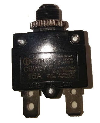 Miniature Line Voltage Circuit Breakers Push to Reset - Panel Mounted Design - 15 Amp