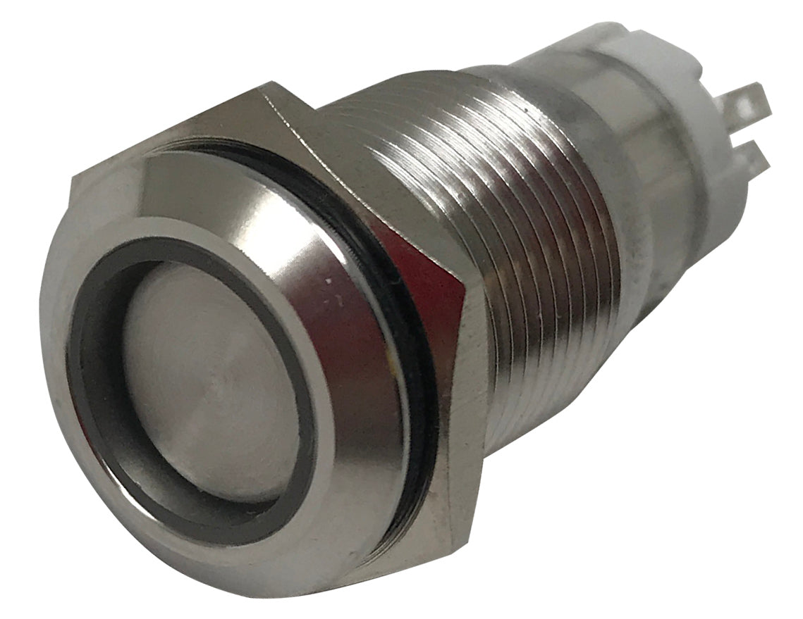 White LED Stainless Metal Latching Push Button Switch On Off 12V - 19mm Mounting