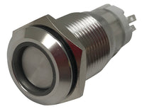 White LED Stainless Metal Latching Push Button Switch On Off 12V - 19mm Mounting