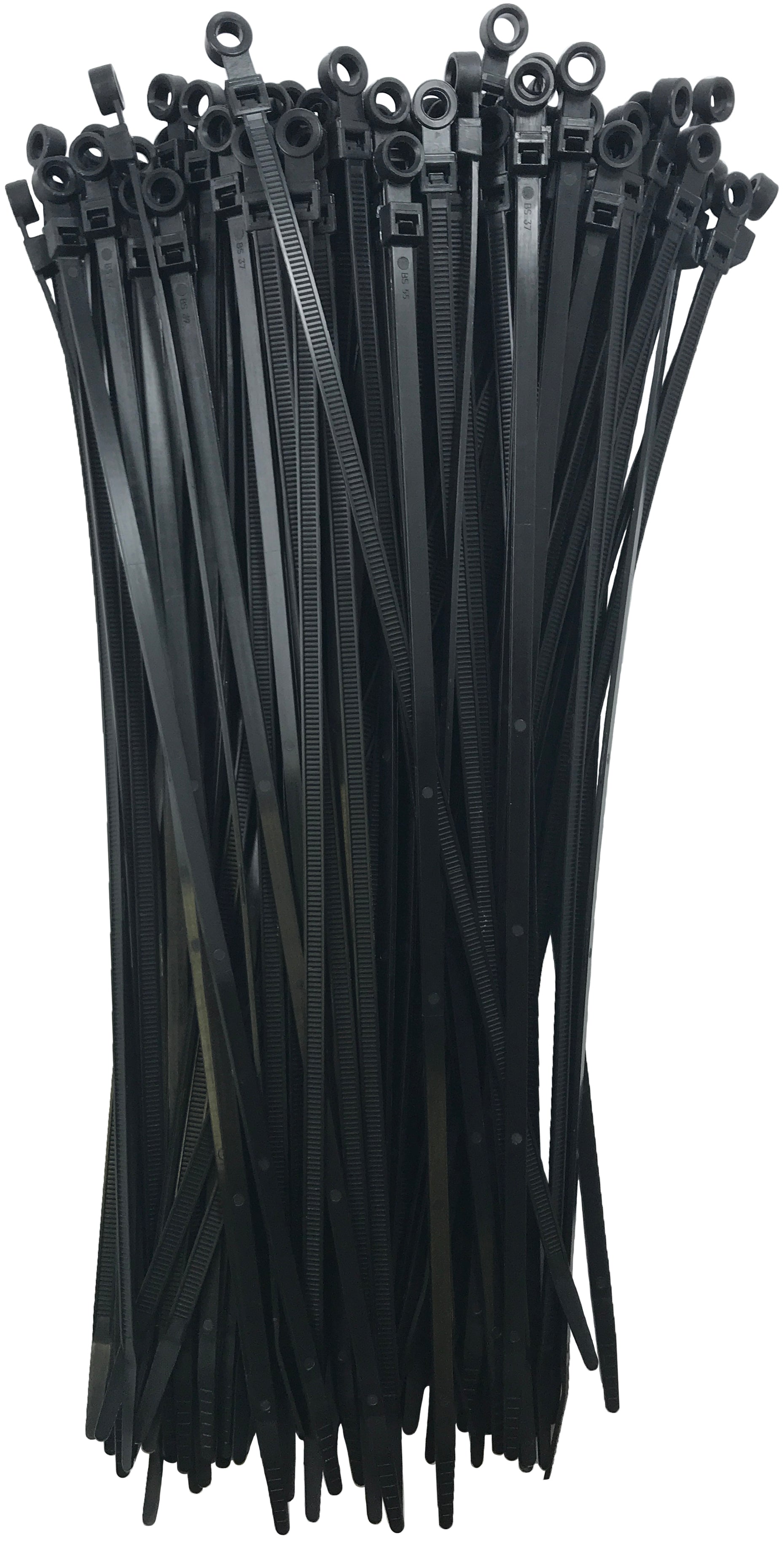 Mounting Hole Black 11" Inch Cable Ties 50 lbs - 100 Pack