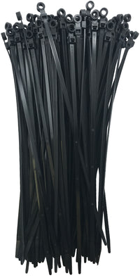 Mounting Hole Black 11" Inch Cable Ties 50 lbs - 100 Pack