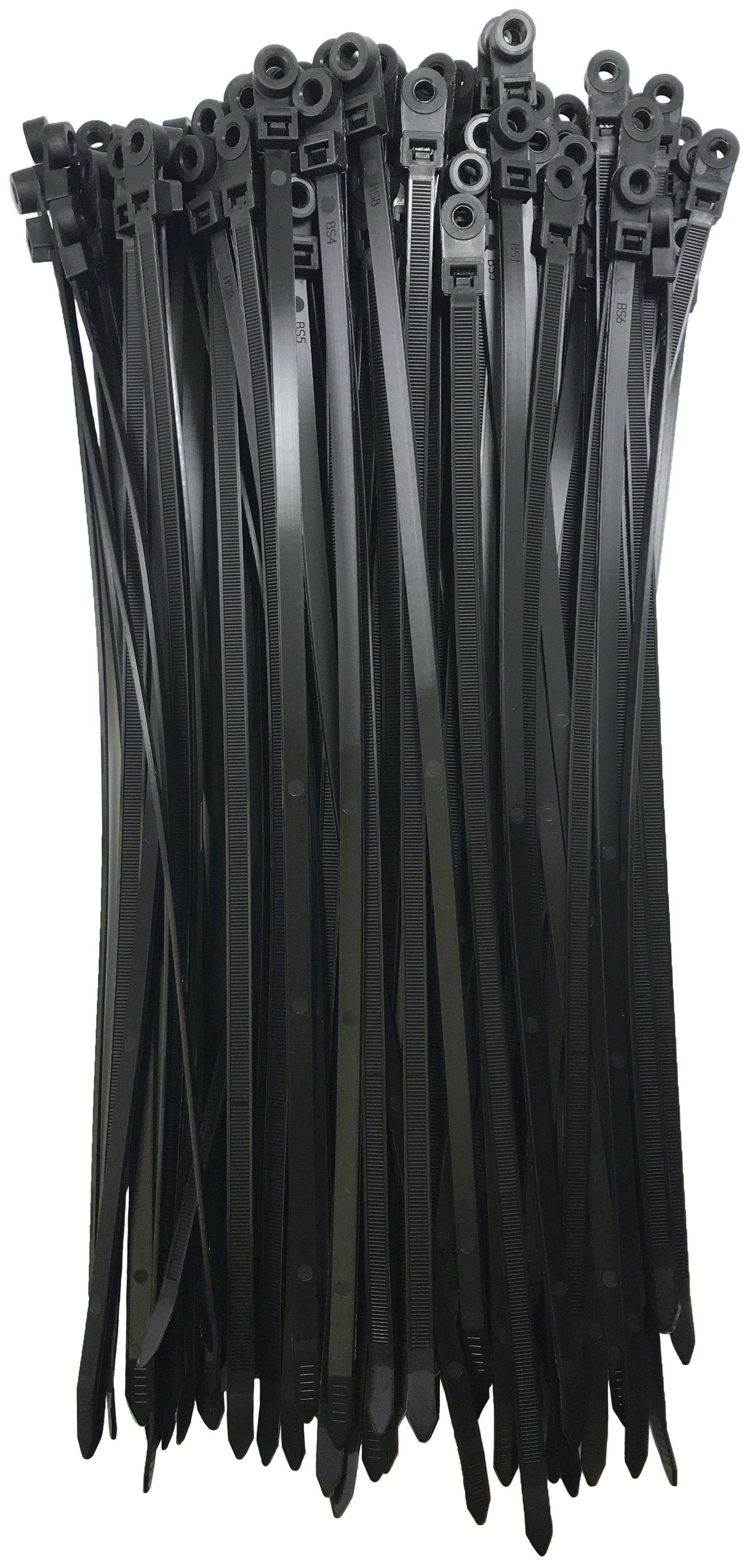 Mounting Hole Black 14" Inch Cable Ties 120 lbs - 100 Pack