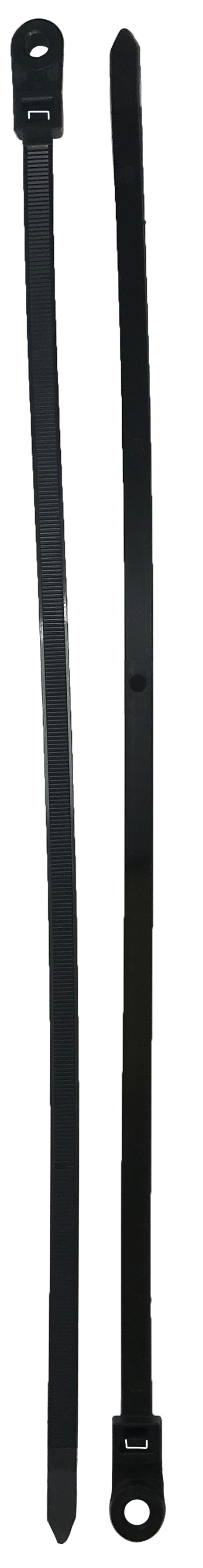 Mounting Hole Black 14" Inch Cable Ties 120 lbs - 100 Pack
