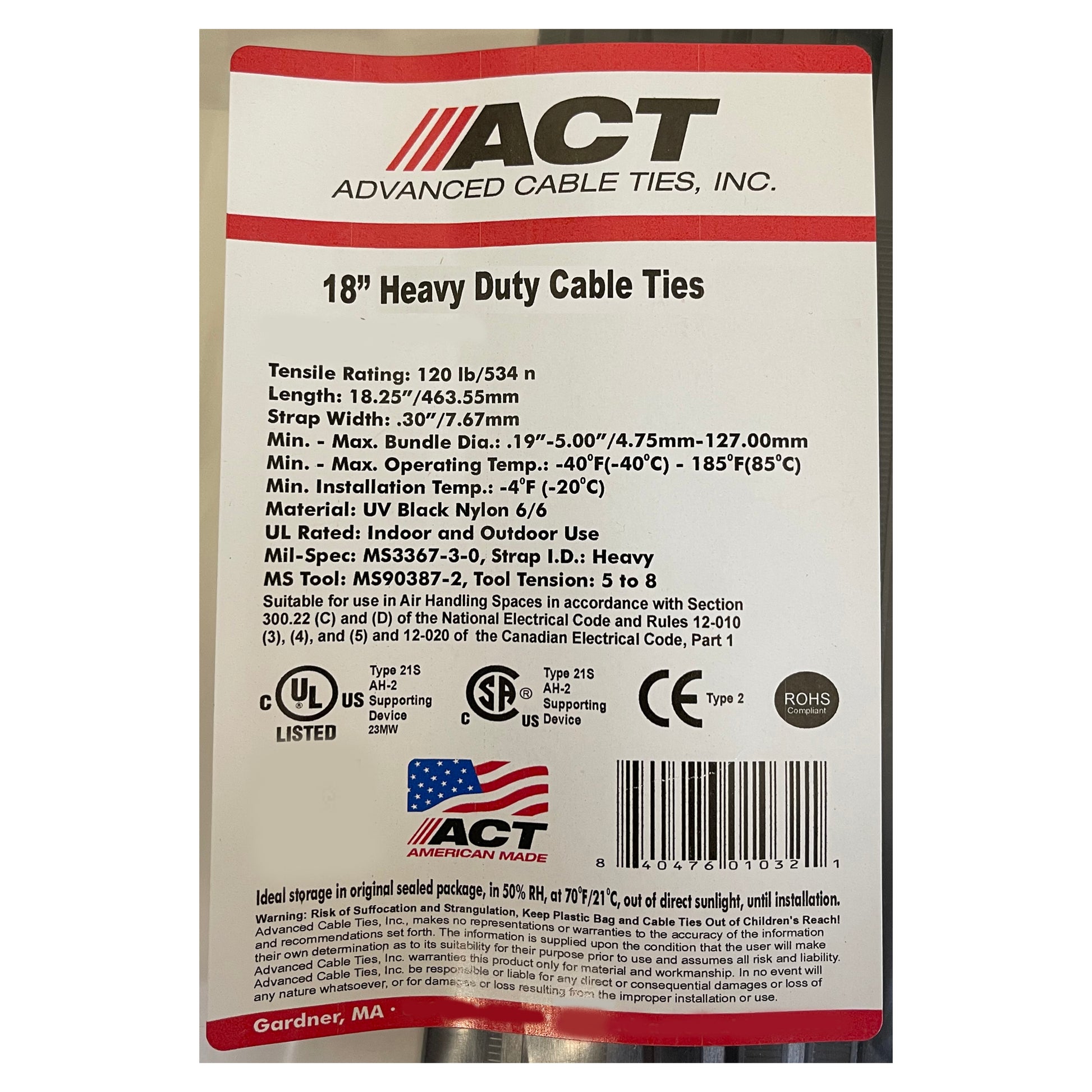 Heavy Duty Black 18.5" Inch Cable Ties 120 lbs - 50 Pack