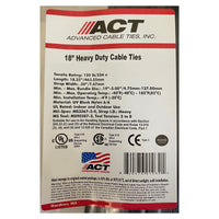 Heavy Duty Black 18.5" Inch Cable Ties 120 lbs - 50 Pack