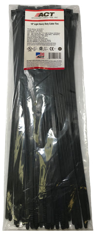 Heavy Duty Black 18.5" Inch Cable Ties 120 lbs - 50 Pack