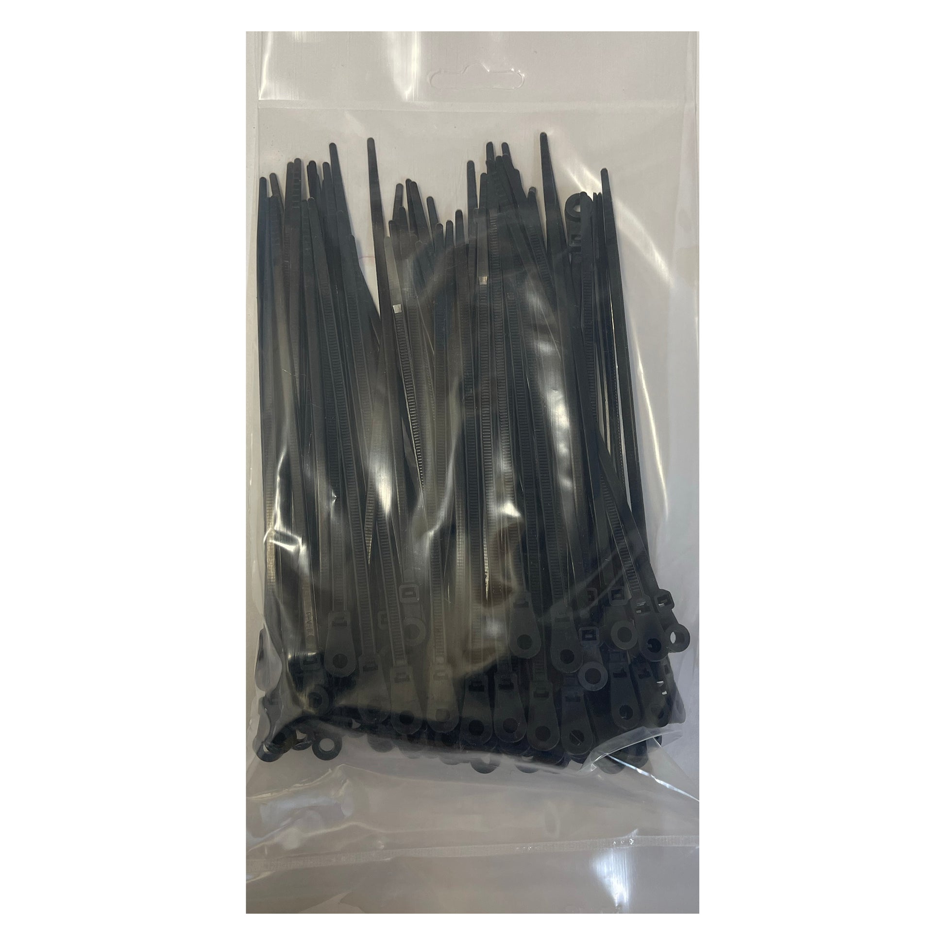 Black 5" Cable Tie w/Mounting Hole, 100 pack