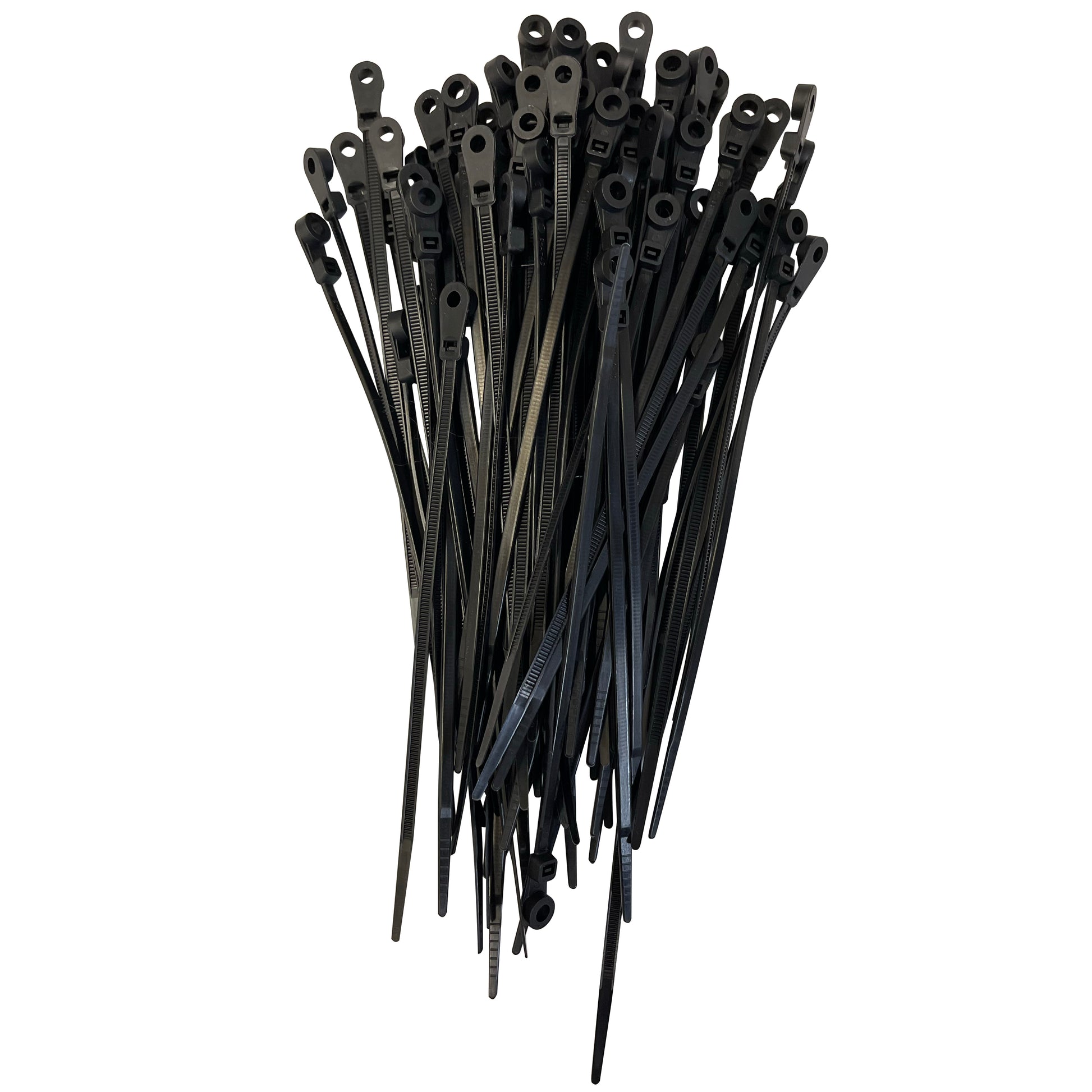 Black 5" Cable Tie w/Mounting Hole, 100 pack