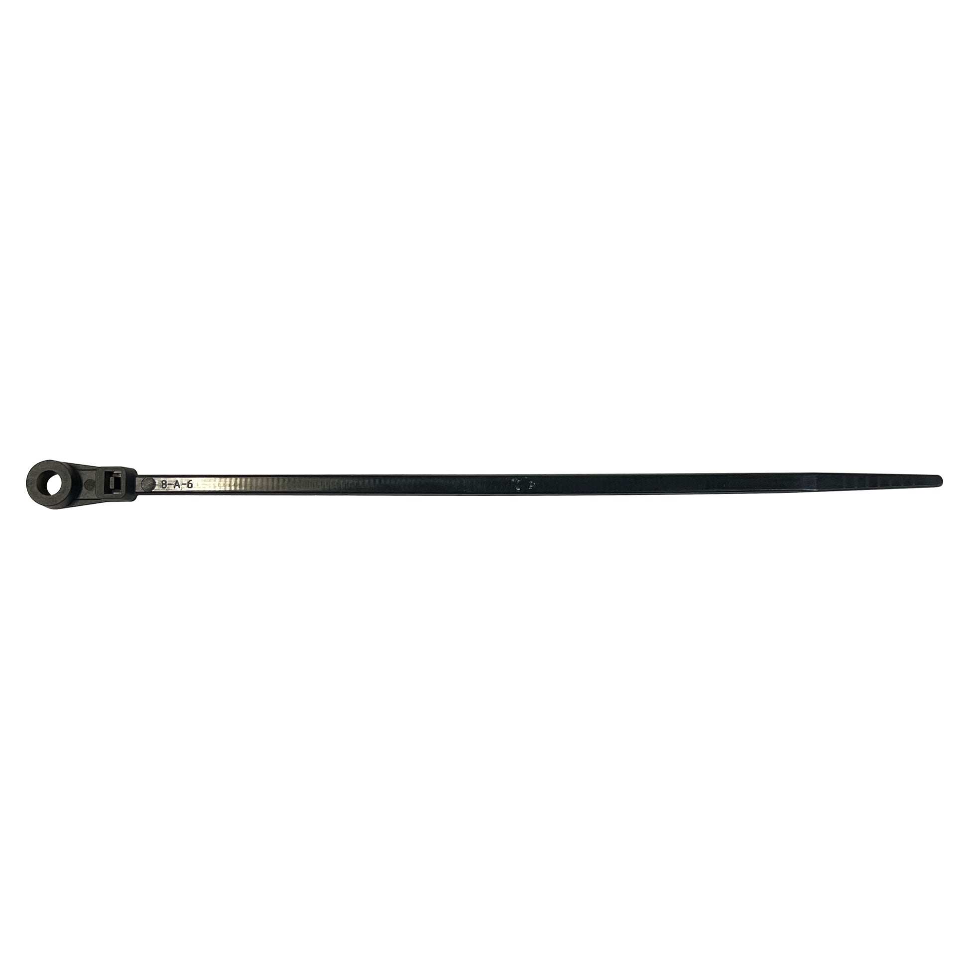 Black 5" Cable Tie w/Mounting Hole, 100 pack