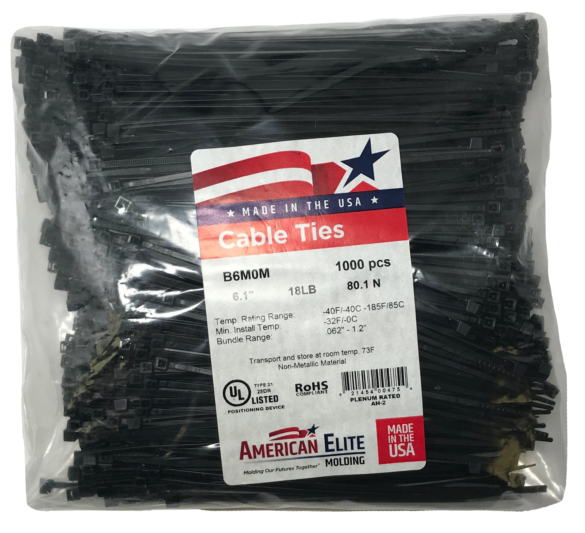 Standard Black 6" Inch Cable Ties 18 lbs - 100 Pack