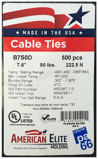 Standard Black 7" Inch Cable Ties 50 lbs - 1000 Pack