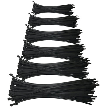600 Piece Black Nylon 4" to 15" Inch Cable Zip Tie Assortment Ki