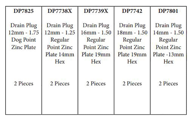 10 Piece Metric Oil Drain Plug Assortment - 12mm to 18mm