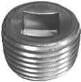 1/2" - Square Counter Sunk Pipe Plug, Plain Finish Drain Plug