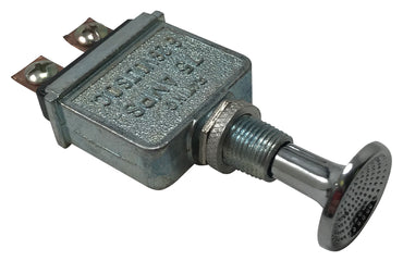 Heavy Duty Metal Chrome Push Pull Switch 6/28V DC 75A SPST - Mount Diam. 15/32 in.