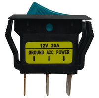 Universal Blue Illuminated Rocker Switch ON / OFF SPST - 20 Amps @ 12 Volt