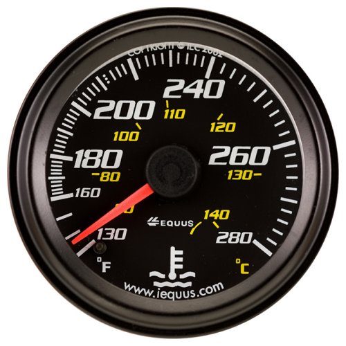 EQUUS 6242 Mech. Water Temperature Gauge 130-280°F 60-140°C 2" Black Bezel