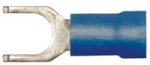 Vinyl Insulated Blue Flange Spade Terminal 16-14 Gauge #10 Stud - 100 Pack