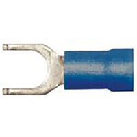 Vinyl Insulated Blue Flange Spade Terminal 16-14 Gauge #10 Stud - 100 Pack