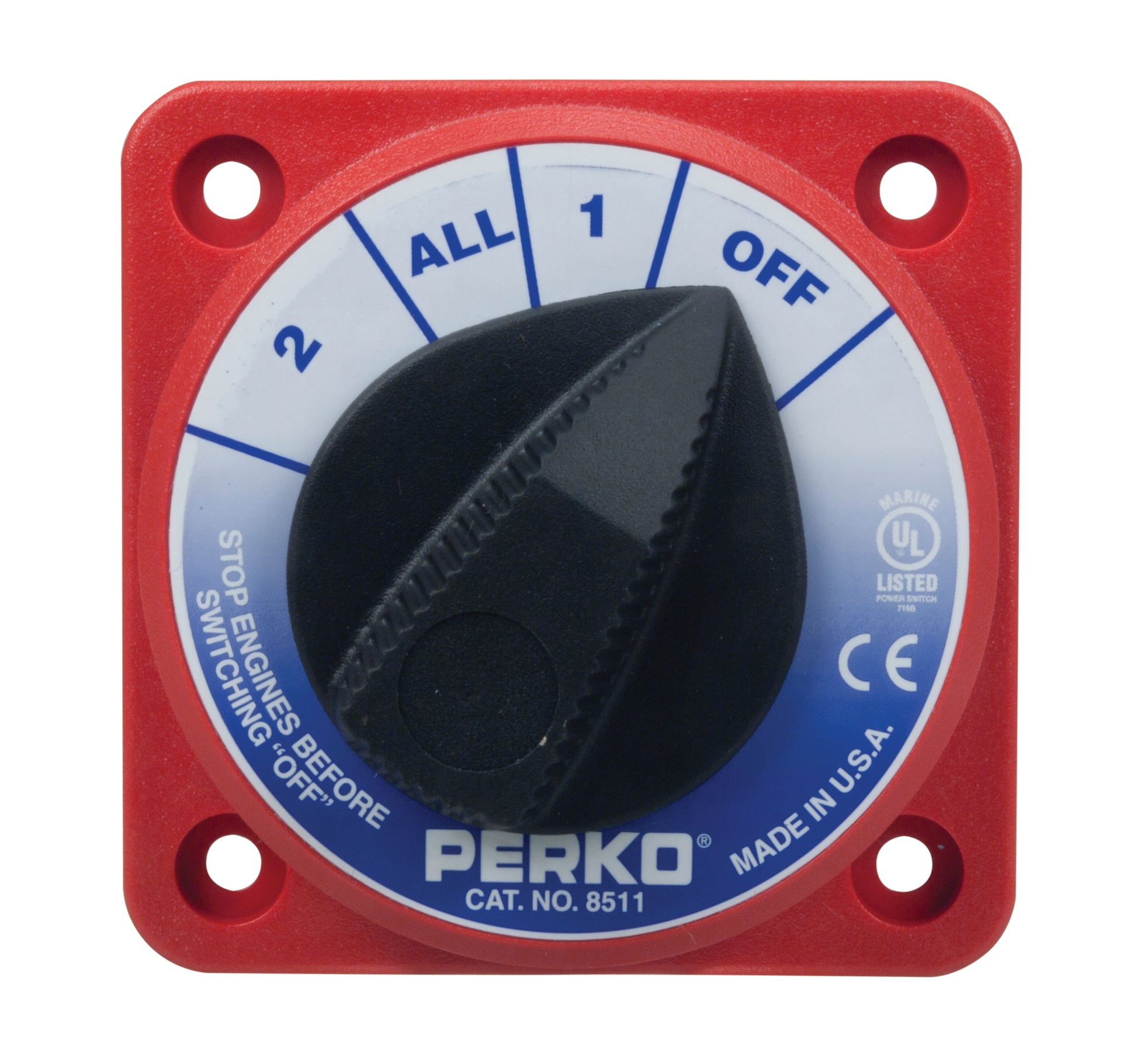 Perko 8511 Compact Medium Duty Battery Selector Switch for 2 Batteries