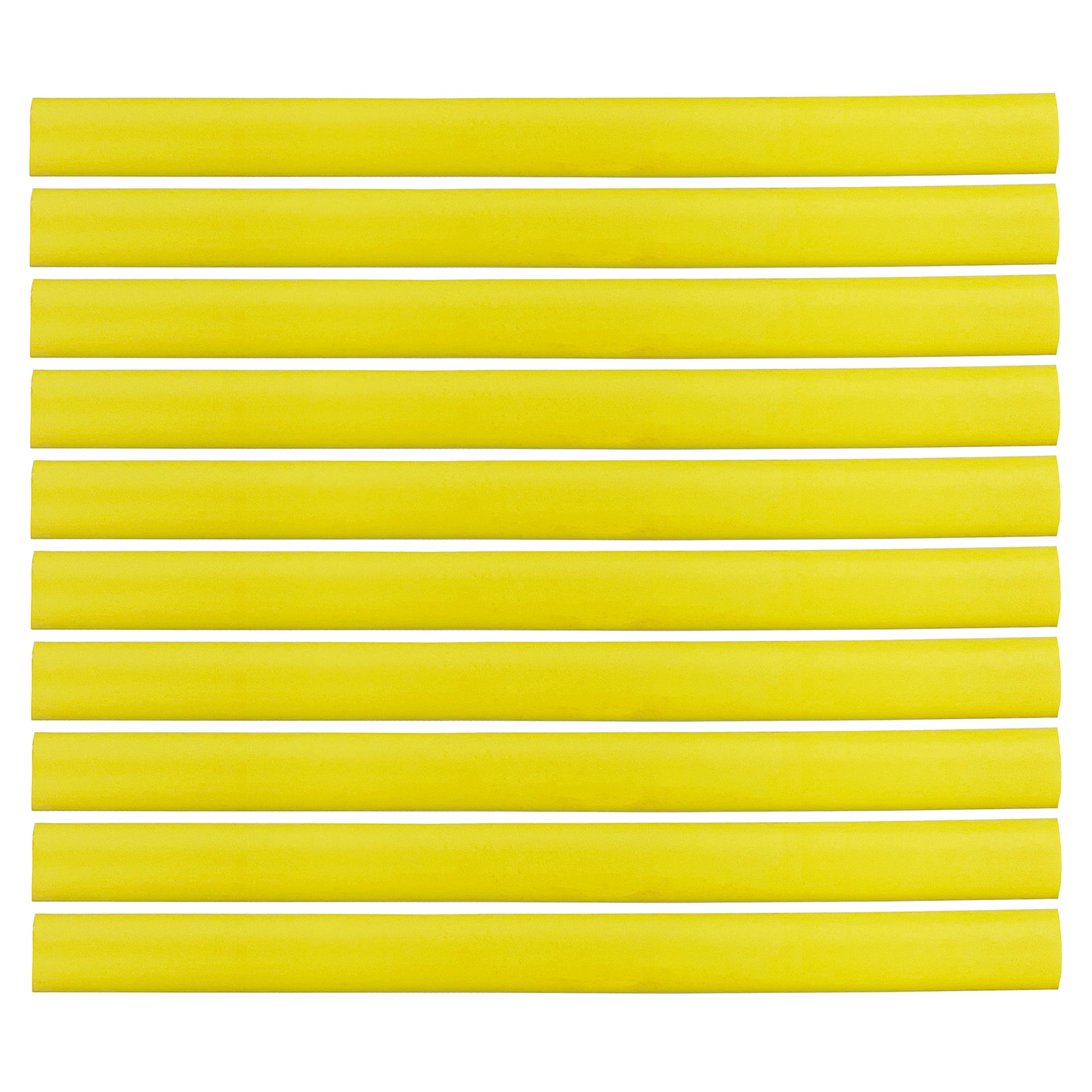 Flexible Thin Single Wall Non-Adhesive Heat Shrink Tubing 2:1 Yellow 1" ID - 12" Inch 10 Pack