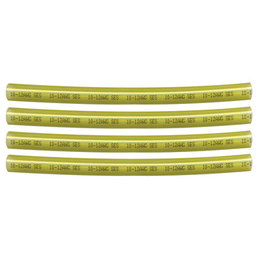 Tinted Semi-Rigid Adhesive-lined Heat Shrink Tubing 3:1 Yellow .360" ID 12-10 AWG - 12" Inch 4 Pack
