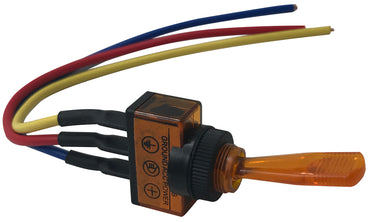 Universal Amber Illuminated ON / OFF Toggle Switch SPST - 12 Volt 10 Amp W/ 6 Inch Leads