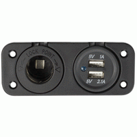 Marine Waterproof Double Socket 12V Power & Dual USB Mount